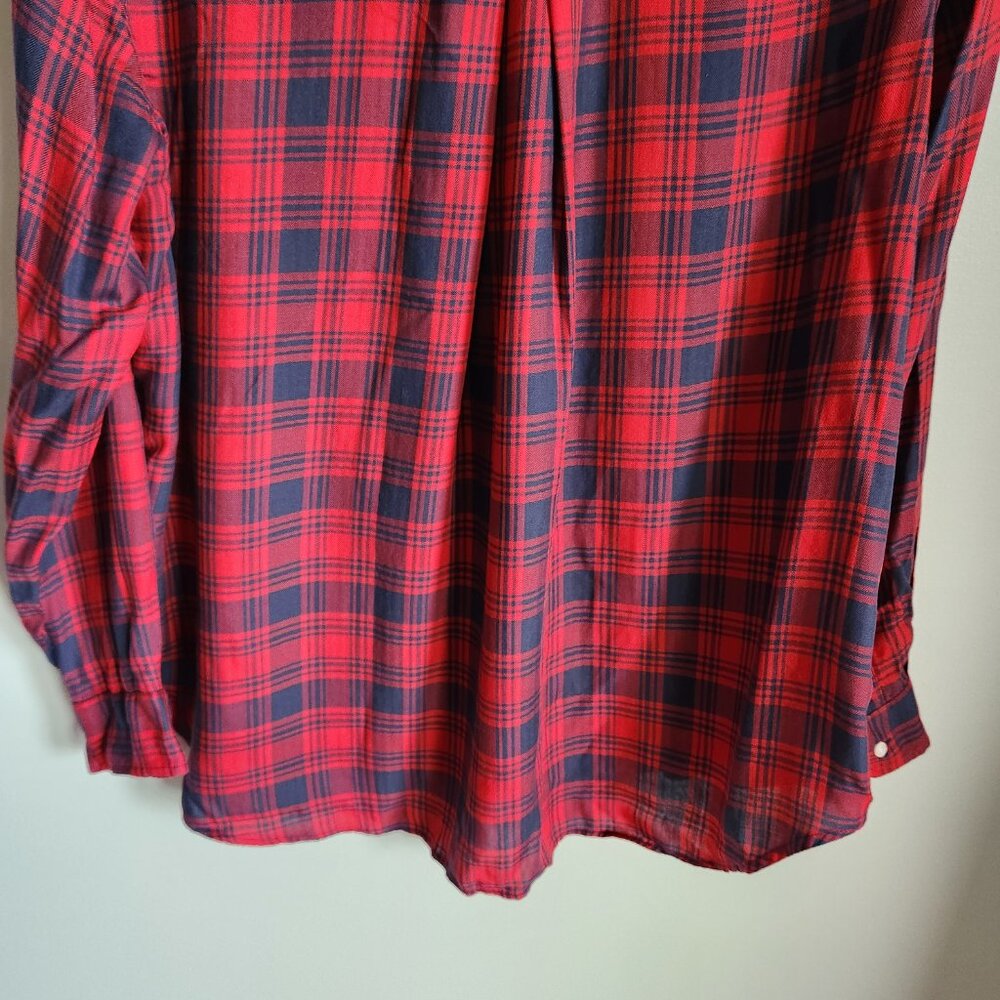Grayson Shirt Women's Large Blue Red Plaid 4 The Hero Button Front Shirt - Picture 11 of 11